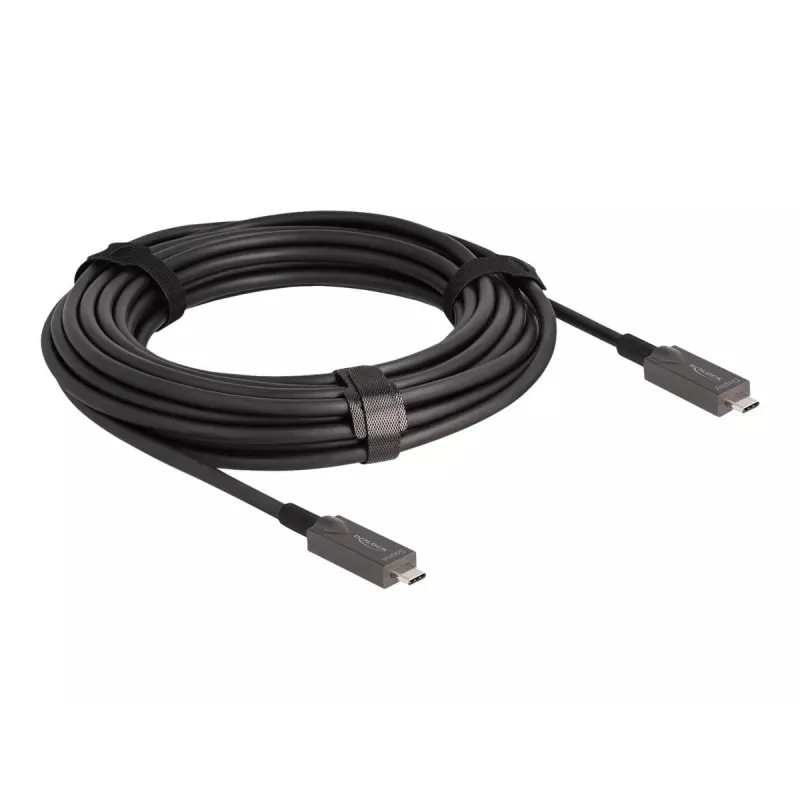 DeLOCK actieve optische USB-C video + data + PD-kabel 10 m zwart