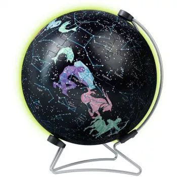 3D-puzzelbal ster globe licht in het donker