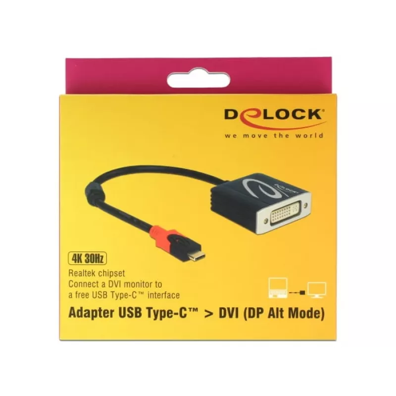 Videokabel-adapter DeLOCK 61213 USB Type-C naar DVI 0,2 m zwart