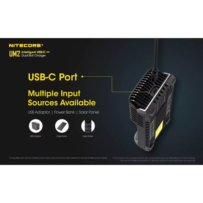 Nitecore UM2 acculader huishoudbatterij DC lithium-ion nikkel-cadmium