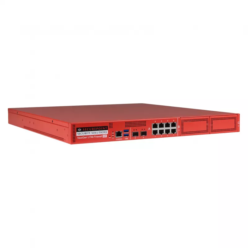 Securepoint RC1000R G5 Security UTM Appliance, 30 Gbit/s, 3,5 Gbit/s, 1000 gebruikers, AES, bedraad, RJ-45