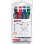 Marker Edding retract 12 4 stuks ronde punt zwart blauw groen rood