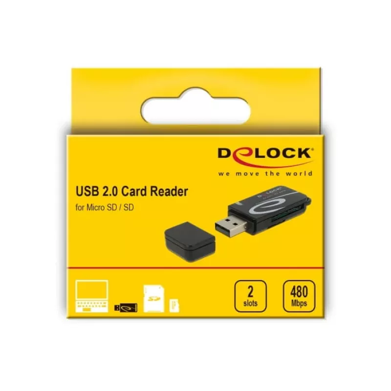 Kaartlezer DeLOCK Mini USB 2.0 met SD- en micro-SD-slot