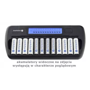 Batterijlader everActive NC-1200 – universele 12-voudige lader voor AA/AAA, 12 V ingang, zwart