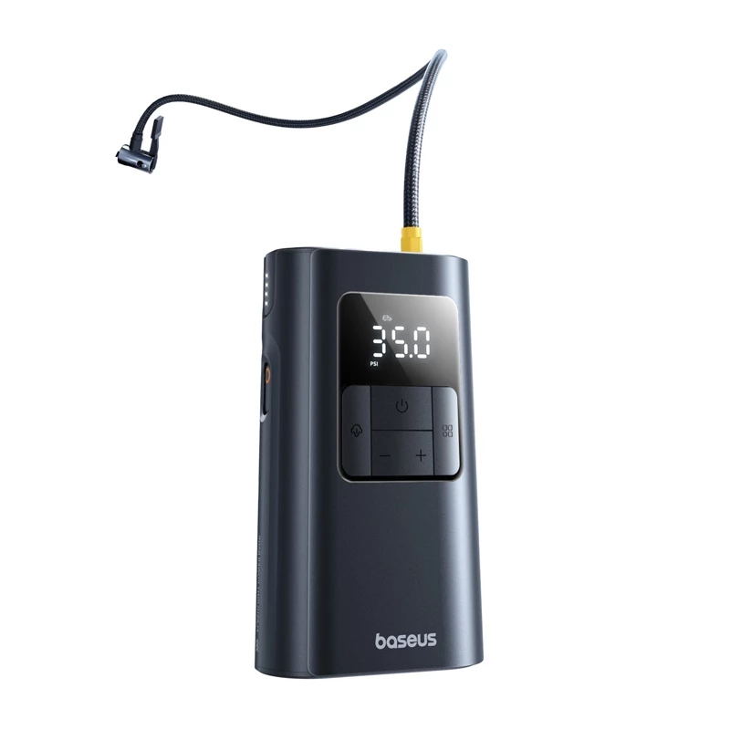 Baseus PrimeTrip VA1 draagbare bandenpomp, 75 W, 2-in-1 met zaklamp en 6000 mAh powerbank, zwart