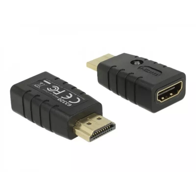 Adapter HDMI (stekker) > HDMI (bus), EDID-emulator (zwart)