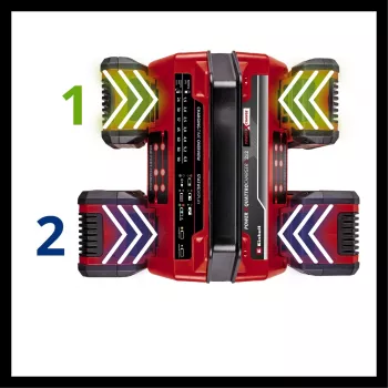 EINHELL Power X-Quattrocharger 4A - universele Power X-Change oplader voor 4 accu's (LED-statusindicatie | parallel laden | snelladen | laadbeheer | la