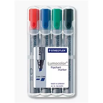 Staedtler 356 B WP4 flipchartmarker-set, 4 stuks, zwart blauw groen rood