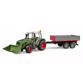 Speelgoedtractor BRUDER Fendt Vario 211 met voorlader en zijaanhanger