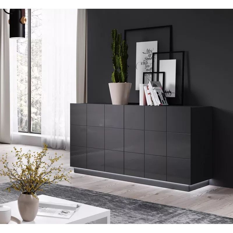 Cama sideboard 2D REJA grafietgrijs glanzend/grafietgrijs glanzend