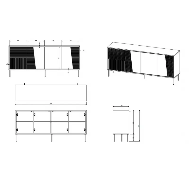 4D ABI ladekast 200x45x88 mat wit
