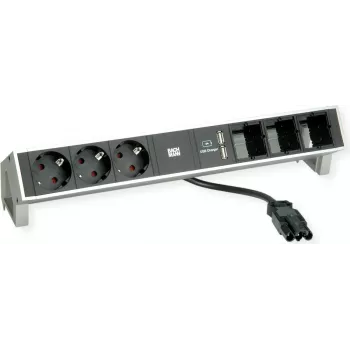 Desk2 3Schuko 3ABD USB-oplader roestvrij staal (902.449)