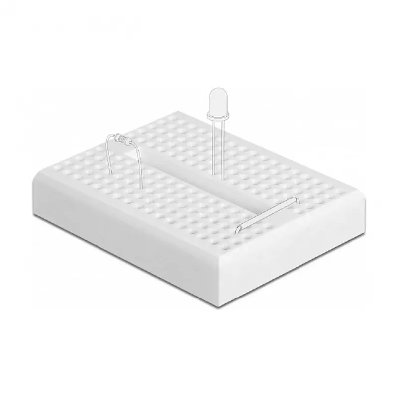 Breadboard DELOCK 18316 — soldeervrij prototyping-board, kunststof, 36×46×10 mm, wit