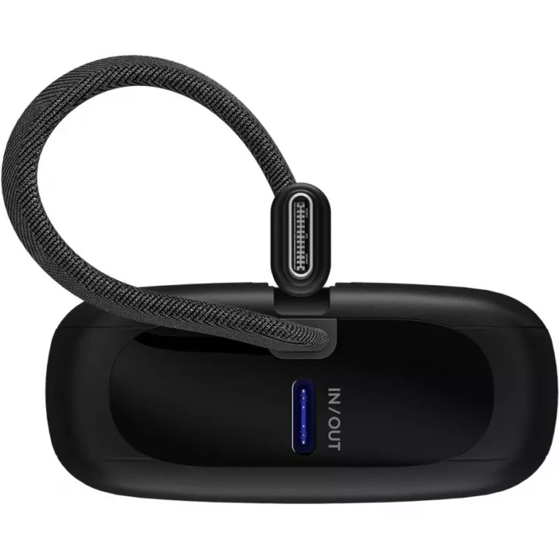 Draagbare powerbank Goobay 10.000 mAh met geïntegreerde USB-C-kabel – 20 W compact voor onderweg (76251)