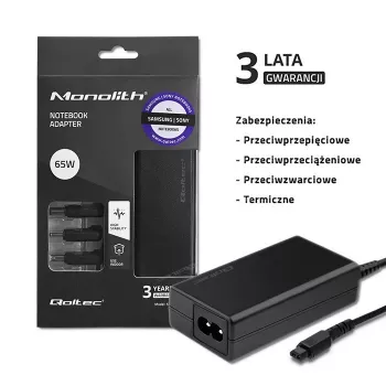 Qoltec 52415 voeding compatibel met Samsung Sony 65 W | 3 stekkers | +netsnoer