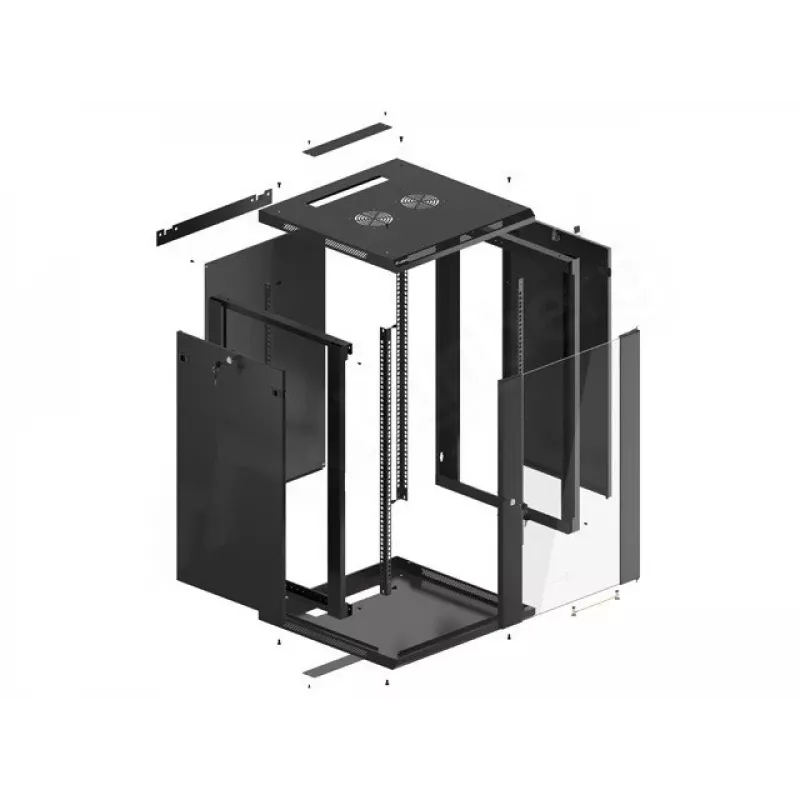 Wandmontage-rackkast LANBERG WF01-6618-10B, 18U, 600×600×907 mm, zwart, 60 kg