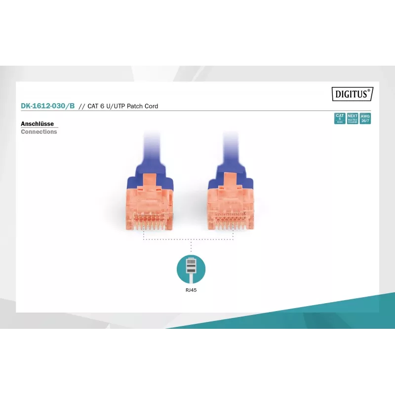 Digitus DK-1612-030/B RJ45 netwerkkabel patchkabel CAT 6 U/UTP B