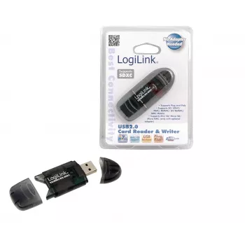 Kaartlezer LOGILINK CR0007 USB 2.0 voor SD/MMC, zwart, tot 480 Mbit/s