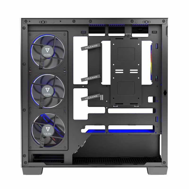 PC-behuizing MODECOM Volcano Stellar 5F ATX Midi Tower, gehard glas, 5 voorgeïnstalleerde ventilatoren, USB‑C, ondersteunt microATX/ATX, max. GPU 420 mm, CPU-koelerhoogte 175 mm