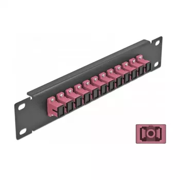 Glasvezel patchpaneel DeLOCK 10 inch 12 poorten SC simplex violet 1U zwart