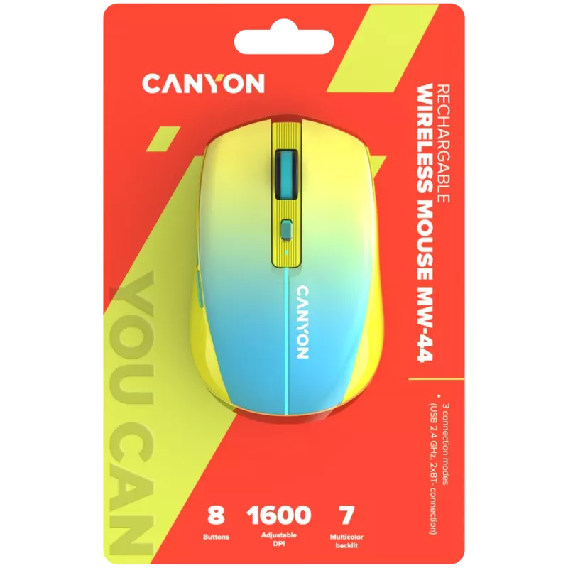 CANYON Muis MW-44 Draadloos Opladen Geel Blauw