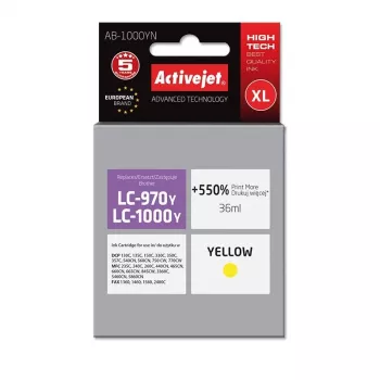 Activejet AB-1000YN inkt (vervanging voor Brother LC1000/LC970Y; 36 ml; geel)