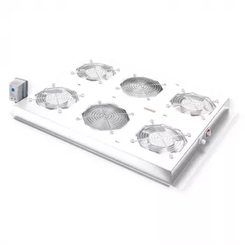 ROLINE 19 inch dakventilatorunit met thermostaat, 4 ventilatoren, stalen behuizing, grijs