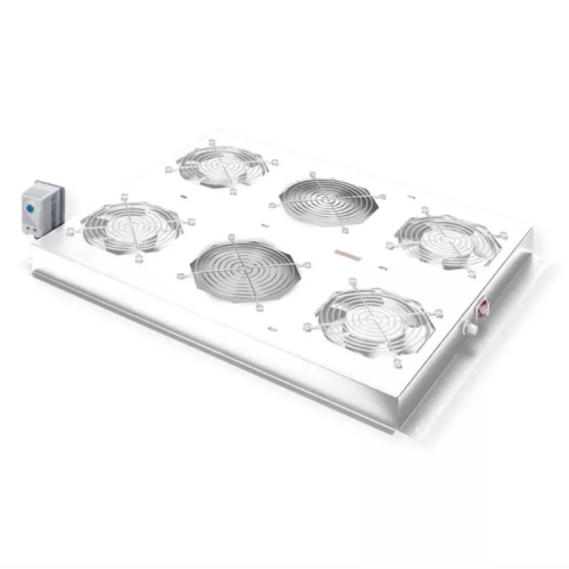 ROLINE 19 inch dakventilatorunit met thermostaat, 4 ventilatoren, stalen behuizing, grijs