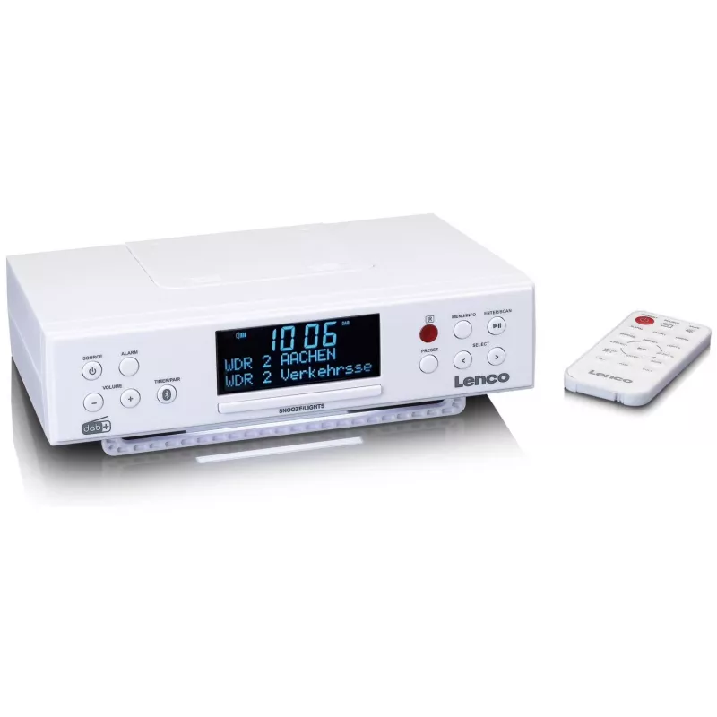 Lenco KCR-190WH keukenradio voor onderbouw met PLL FM, DAB+ en Bluetooth, wit