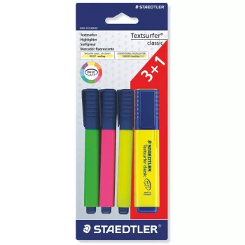 Markeerstift Staedtler Textsurfer classic 364 4 stuks beitelpunt groen roze wit