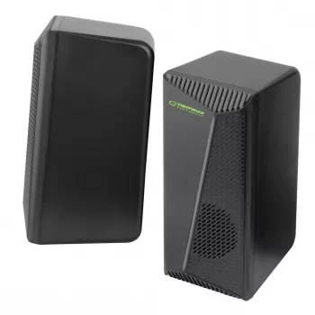 Stereo 2.0 boxen, 6W, aansluiting jack 3.5mm, voeding USB, Esperanza Rainbow Nortec 95855, RGB-verlichting, zwart