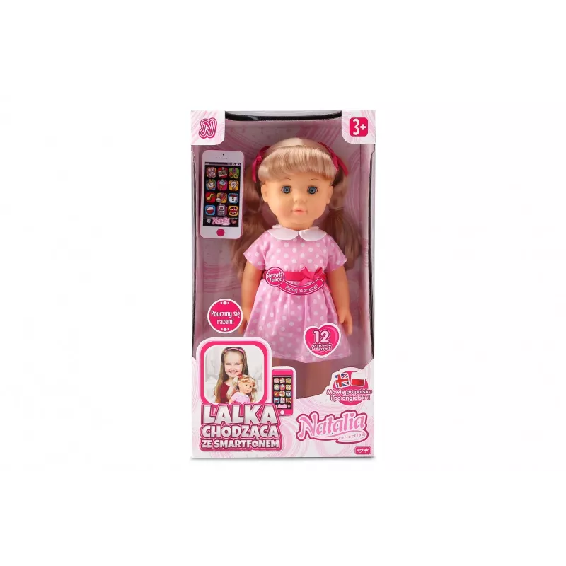 Pop Artyk Natalia loopt met smartphone 41 cm – Artyk 41 cm looppop met accessoires