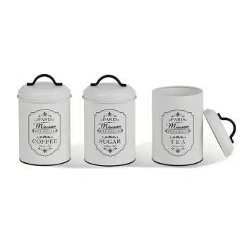 Set levensmiddelenbewaarbakken Maestro MR-1771 Paris Maison, metaal, zwart, 3-delig, deksels inbegrepen
