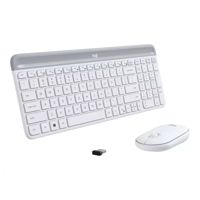 Logitech Slim Wireless Combo MK470 - toetsenbord-muisset - draadloos - 2,4 GHz - Spaans - off-white (920-009199)