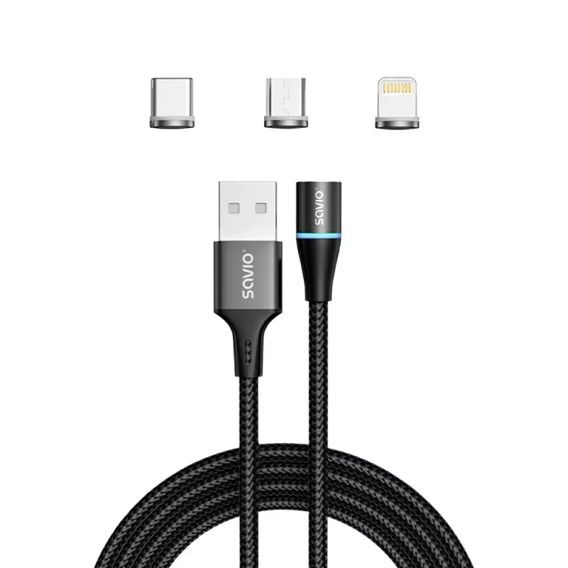 Savio CL-152 USB-kabel 1 m USB 2.0 USB C Micro USB A/Lightning zwart