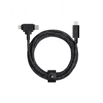 Oplaad- en datakabel native union Belt kabel Duo Pro USB-C naar USB-C en Lightning zwart