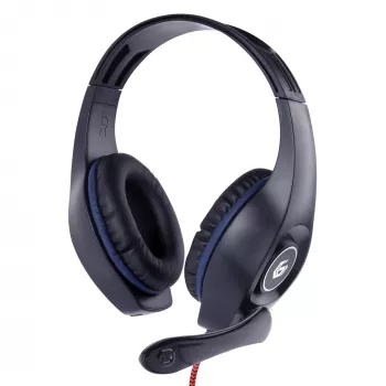 Bedrade gaming-headset GEMBIRD GHS-05-B, over-ear, 20–20000 Hz, 2 m kabel, 250 g, zwart/blauw