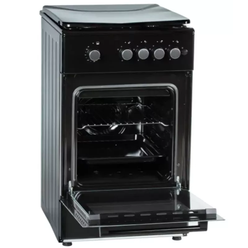 Gasfornuis MPM MPM-56-KGF-21/B — 4-pits RVS, oven 54 l, knopbediening