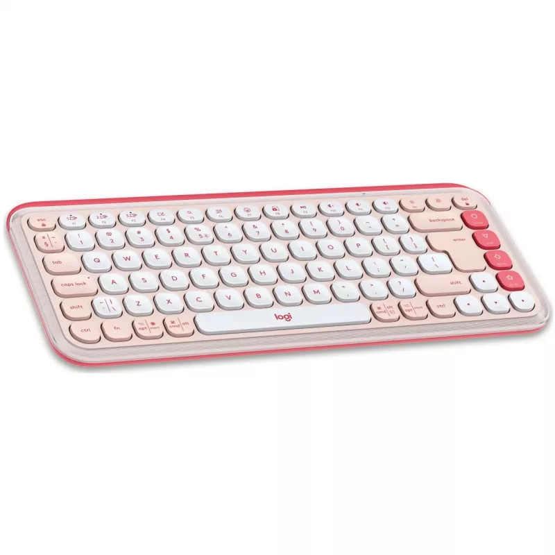 Logitech POP Icon Combo - toetsenbord-muisset - draadloos - Bluetooth LE - QWERTY - US International - rosé, off-white (920-013142)