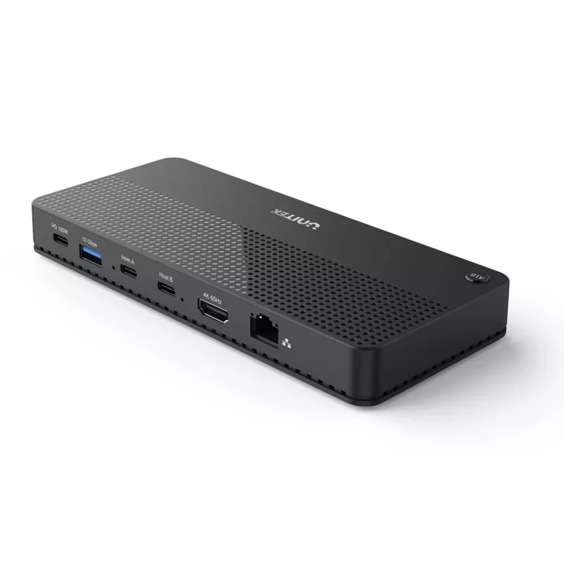 Dockingstation UNITEK D1079A USB4 bedraad zwart 100W Power Delivery