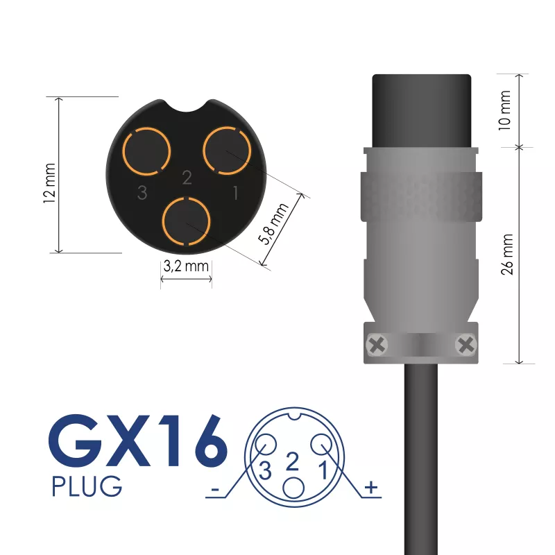 Akyga AK-EV-23 oplader voor e-bikes / e-scooters met 72V Li-Ion-accu (20S), 84 V, 2 A, GX16 12 mm bus, 1,2 m