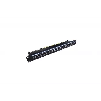 Patchpanel 19 inch 24 poorten, CAT6, S/FTP, 1U, kabelmanagement, zwart (compleet)