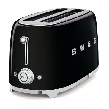 Smeg - TSF02 Toaster 4 sneetjes - Zwart/gelakt/BxHxD 41x20,8x21,5 cm/6 roosterniveaus/1500W