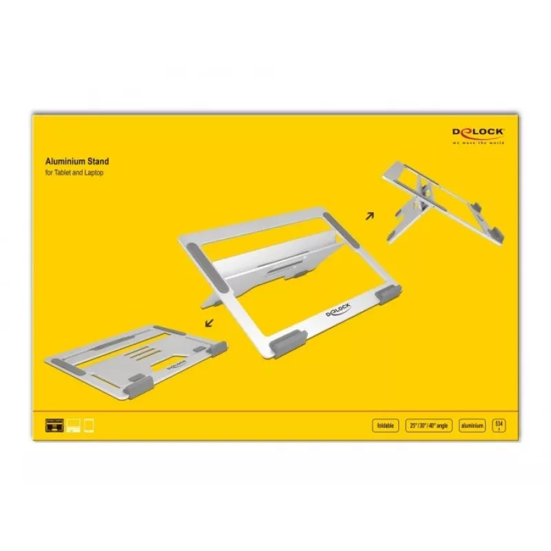 Laptopstandaard DeLOCK 18415 aluminium draagbaar reisdesign