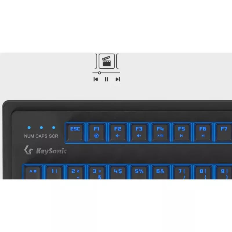 Bedrade mechanische full-size toetsenbord KeySonic KSK-8202ELU-T (DE) — USB, Duitse layout, zwart