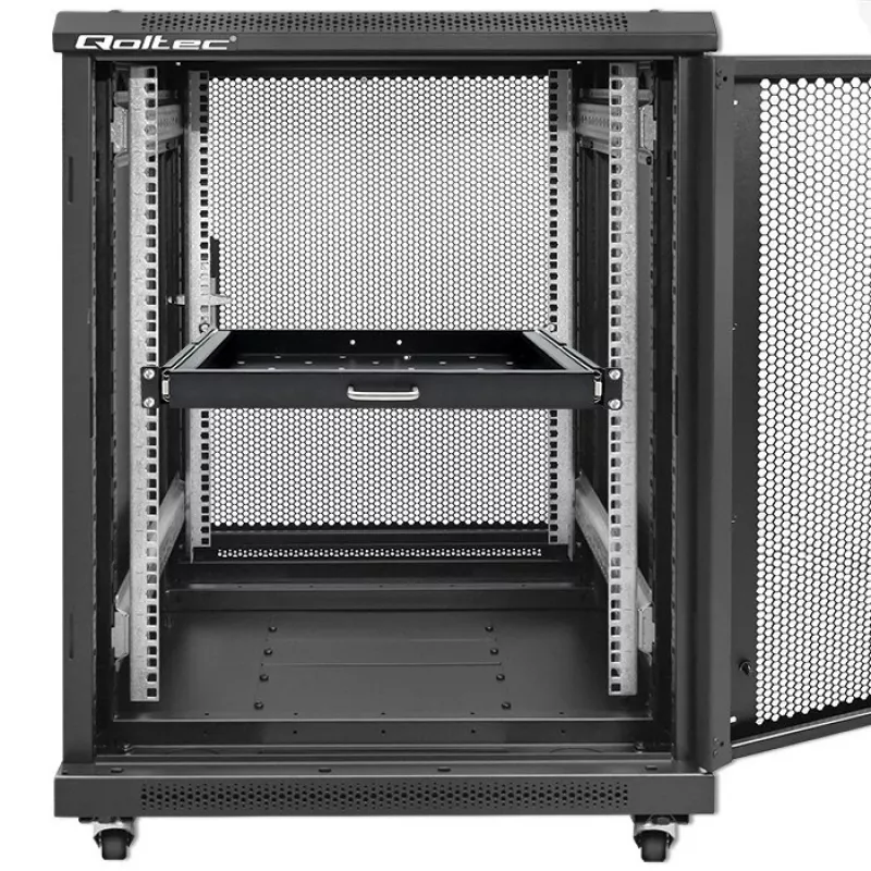 Qoltec 54509 schuifbare stalen rackplank, 600x600, zwart