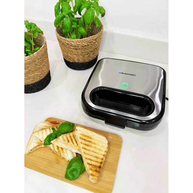 Toaster BLAUPUNKT SMS501 — sandwichmaker/grill, 750 W, antiaanbakplaten, compact in zwart