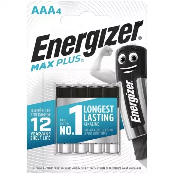 Wegwerpbatterij Energizer MAXPLUS AAA 4-pack, alkaline, 1,5 V, bedrijfstemperatuur -18–55 °C