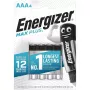 Wegwerpbatterij Energizer MAXPLUS AAA 4-pack, alkaline, 1,5 V, bedrijfstemperatuur -18–55 °C