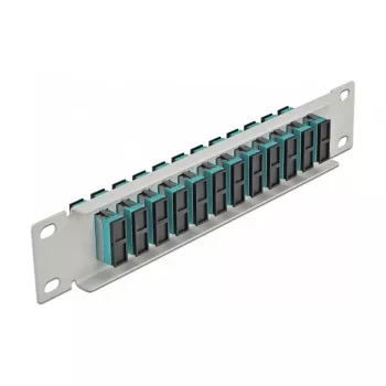 Glasvezel patchpaneel DeLOCK 10 inch 12 poorten SC duplex aqua 1U grijs